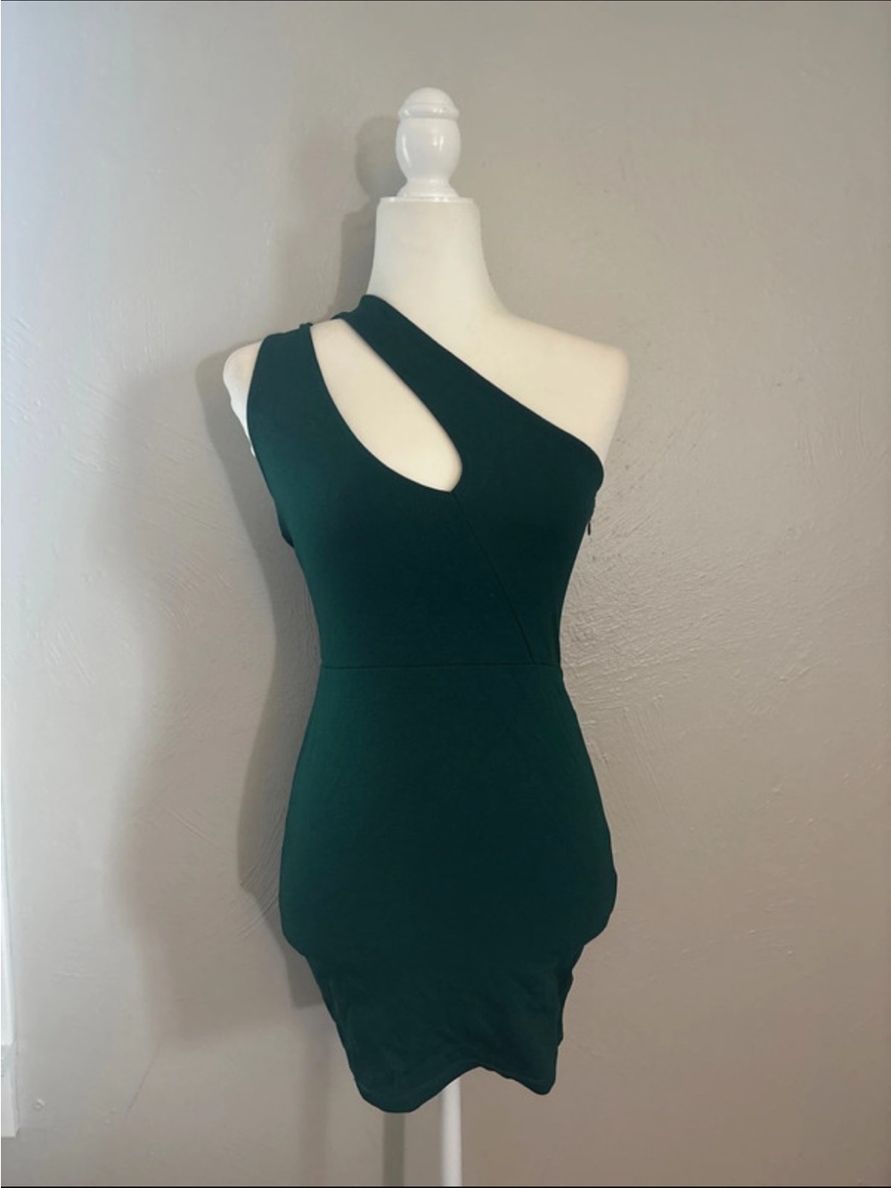 Lulus One-Shoulder Emerald Green Cutout Bodycon Mini Dress